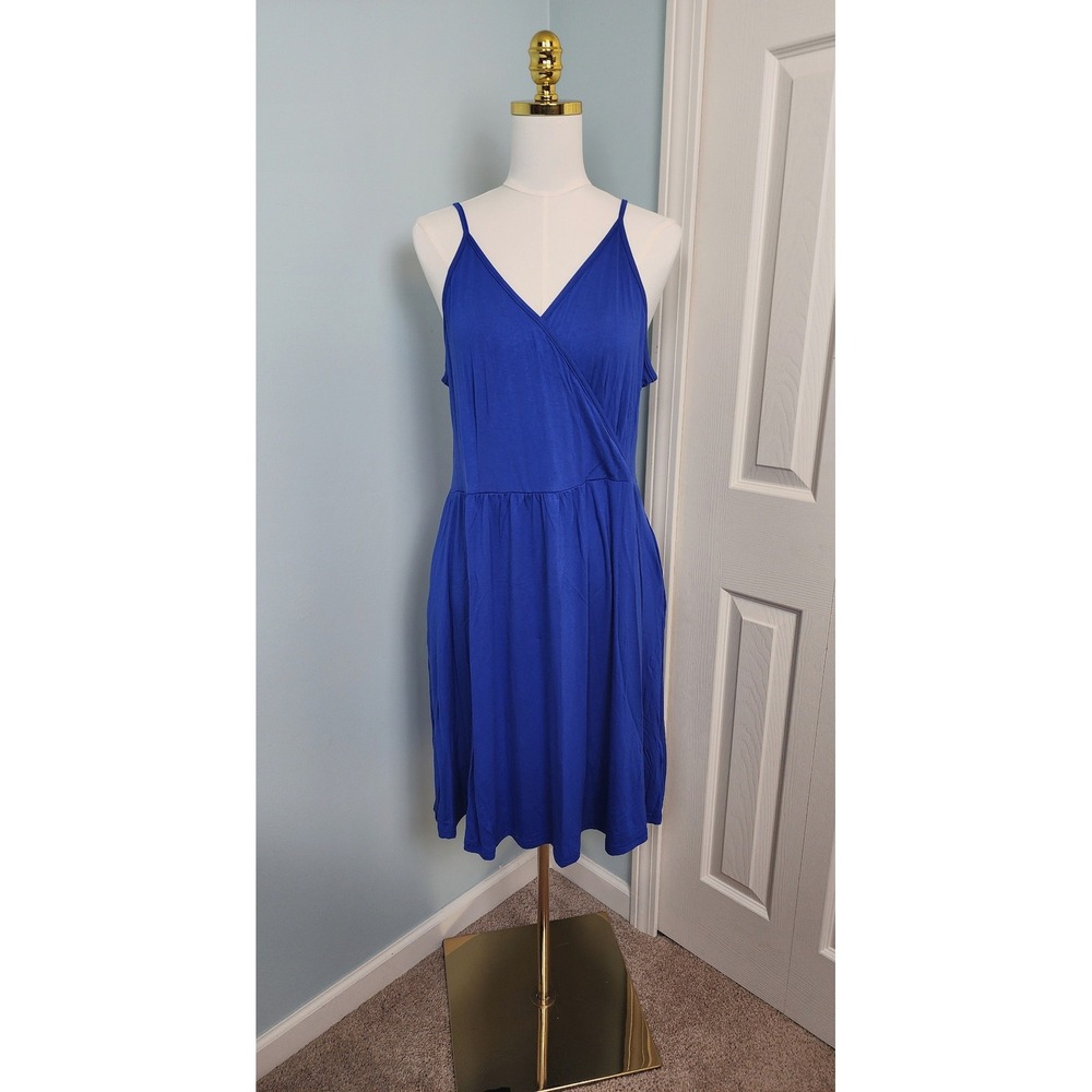 NWT WEACZZY Womens‎ XL Sleeveless Dress Wrap Dress Sundress Blue V-Neck Pockets